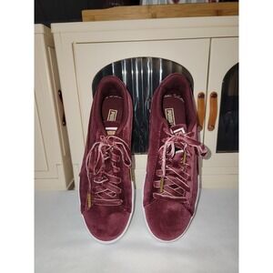 Women's Burgundy Velvet Puma's - Size 8.5
